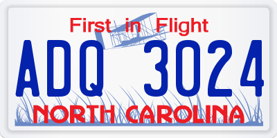 NC license plate ADQ3024