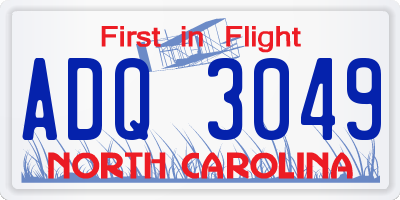 NC license plate ADQ3049