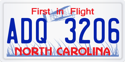 NC license plate ADQ3206