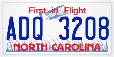 NC license plate ADQ3208