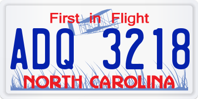 NC license plate ADQ3218