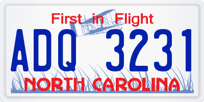 NC license plate ADQ3231