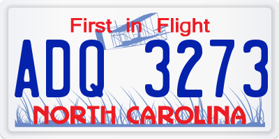 NC license plate ADQ3273