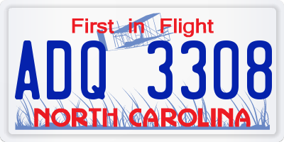 NC license plate ADQ3308