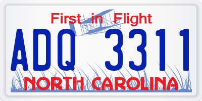 NC license plate ADQ3311