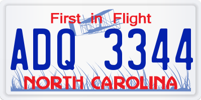 NC license plate ADQ3344