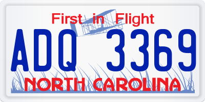 NC license plate ADQ3369