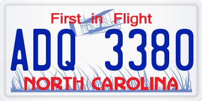 NC license plate ADQ3380