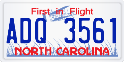 NC license plate ADQ3561