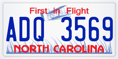 NC license plate ADQ3569