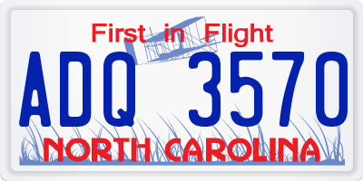 NC license plate ADQ3570