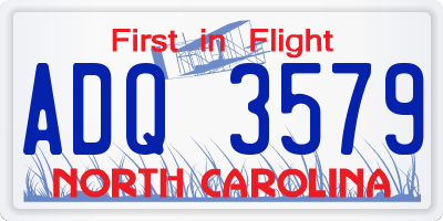 NC license plate ADQ3579