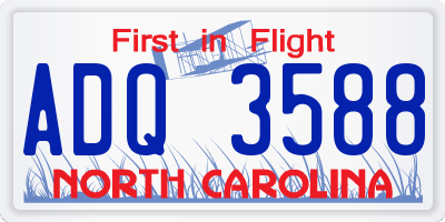 NC license plate ADQ3588