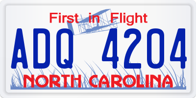 NC license plate ADQ4204