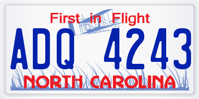 NC license plate ADQ4243