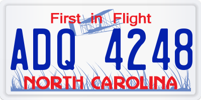 NC license plate ADQ4248