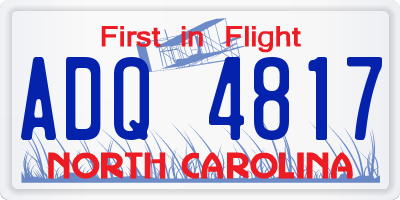 NC license plate ADQ4817