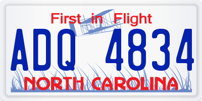 NC license plate ADQ4834