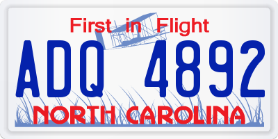 NC license plate ADQ4892