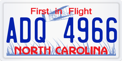 NC license plate ADQ4966