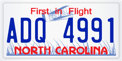 NC license plate ADQ4991