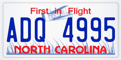 NC license plate ADQ4995