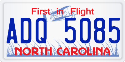 NC license plate ADQ5085