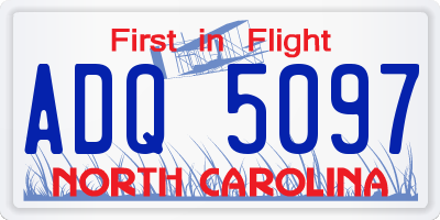 NC license plate ADQ5097