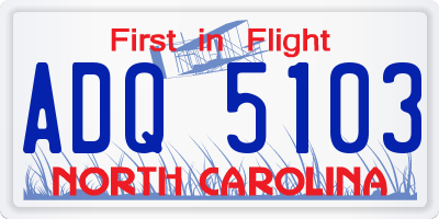 NC license plate ADQ5103