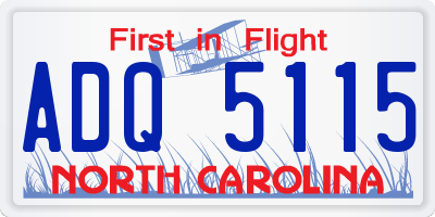 NC license plate ADQ5115