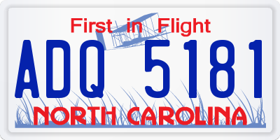 NC license plate ADQ5181
