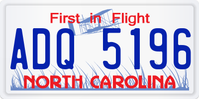 NC license plate ADQ5196