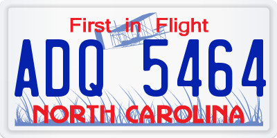 NC license plate ADQ5464