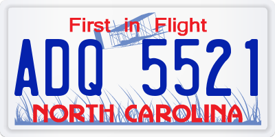 NC license plate ADQ5521