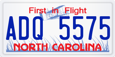 NC license plate ADQ5575