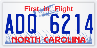 NC license plate ADQ6214