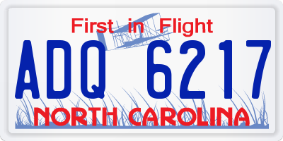 NC license plate ADQ6217