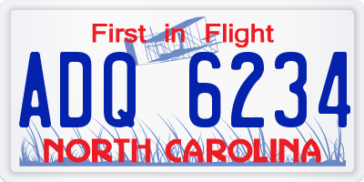 NC license plate ADQ6234