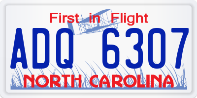 NC license plate ADQ6307