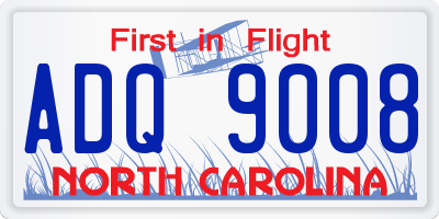 NC license plate ADQ9008