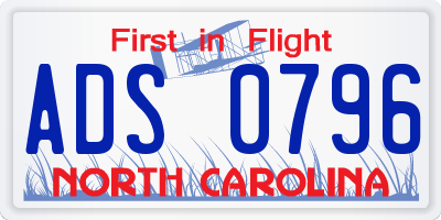 NC license plate ADS0796