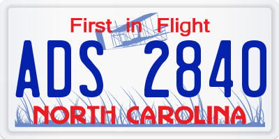 NC license plate ADS2840