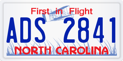 NC license plate ADS2841