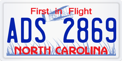 NC license plate ADS2869