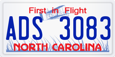 NC license plate ADS3083