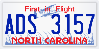 NC license plate ADS3157