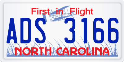 NC license plate ADS3166