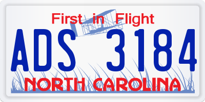 NC license plate ADS3184
