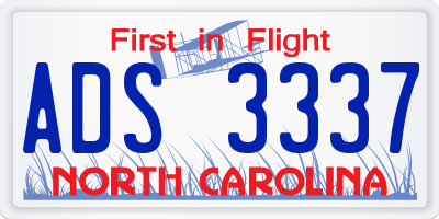 NC license plate ADS3337