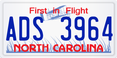 NC license plate ADS3964